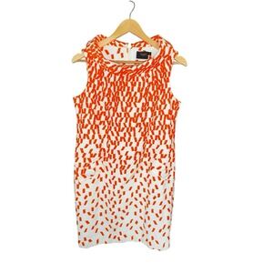 Just Taylor Women's Orange & White Sleeveless Boat Neck Sheath Lined Dress Sz 8